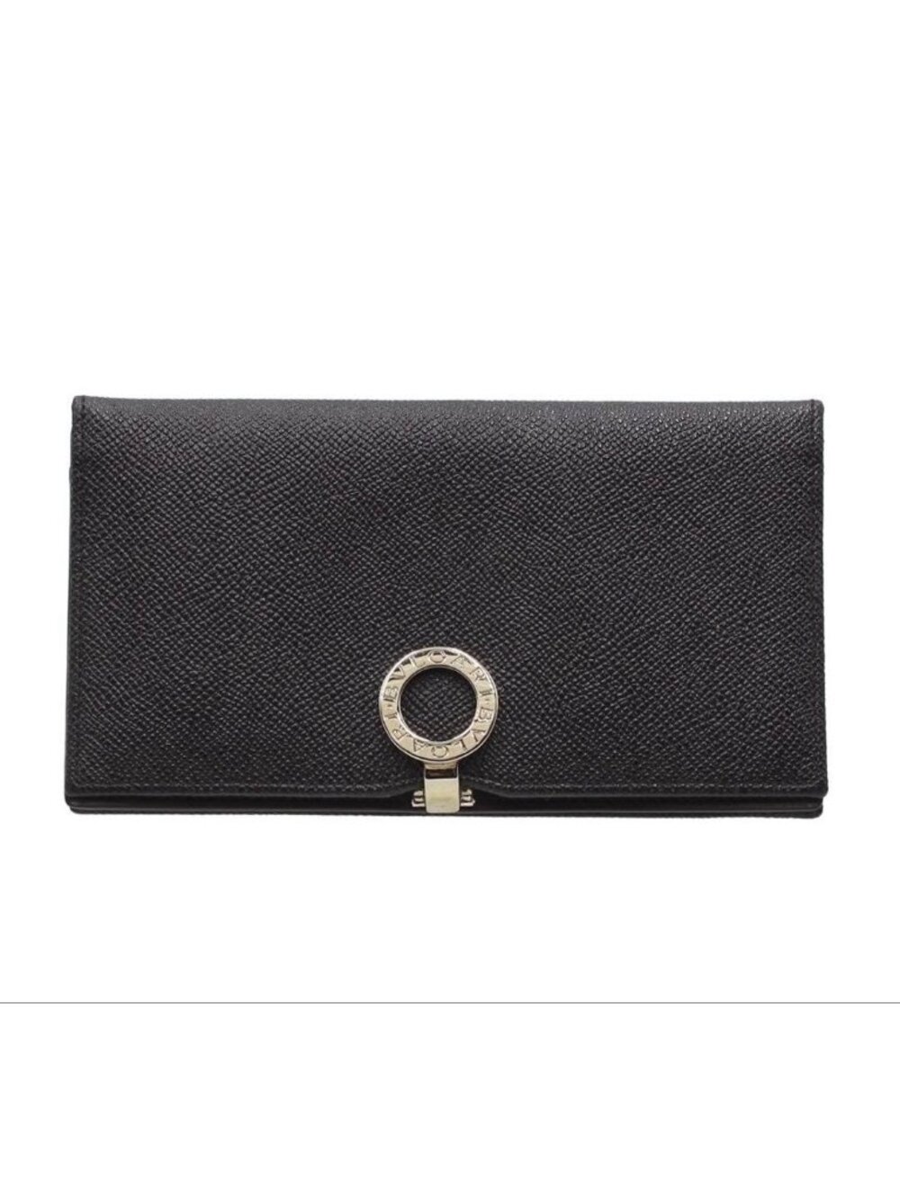 Bvlgari BB Logo Clip Leather Bifold Wallet Bill Purse